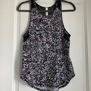 Lululemon Floral Athletic Tank with Mesh Detail